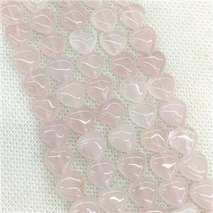 Natural Pink Rose Quartz Heart Beads, approx 12mm