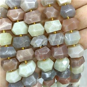 Natural Moonstone Beads Multicolor Faceted Rondelle, approx 10-14mm