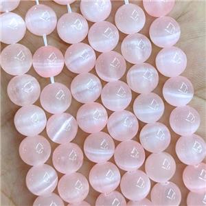 Naural Selenite Beads Lt.pink Dye Smooth Round, approx 6mm dia