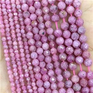 Natural Ruby Beads Faceted Round A-Grade, approx 4mm