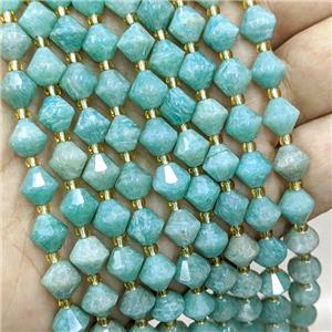 Natural Green Amazonite Bicone Beads, approx 8mm