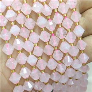 Natural Pink Rose Quartz Bicone Beads, approx 8mm