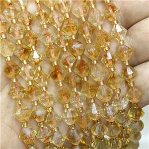 Natural Citrine Bicone Beads Golden, approx 8mm