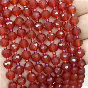 Natural Red Agate Beads Dye Faceted Rondelle, approx 6x8mm