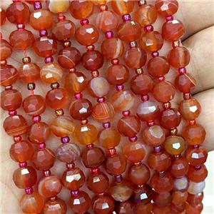 Natural Stripe Agate Beads Banded Red Dye Faceted Rondelle, approx 6x8mm