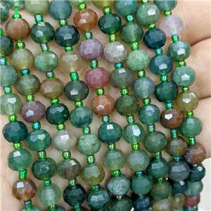 Natural Indian Agate Beads Green Faceted Rondelle, approx 6x8mm