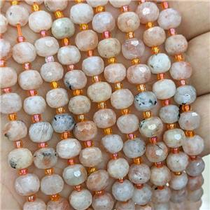 Natural Peach Sunstone Beads Faceted Rondelle, approx 6x8mm