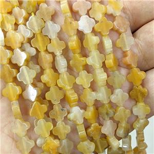 Natural Yellow Aventurine Clover Beads, approx 8mm