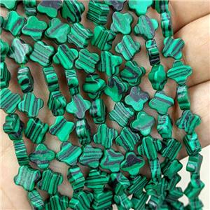 Green Synthetic Malachite Clover Beads, approx 8mm