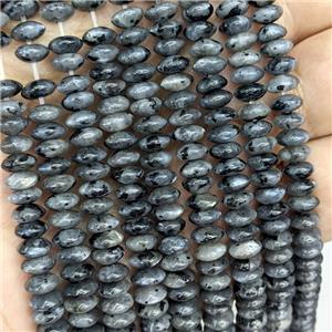 Natural Black Labradorite Beads Smooth Rondelle Larvikite, approx 3-6mm