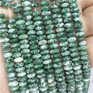 Natural Green Dalmatian Jasper Beads Smooth Rondelle, approx 3-6mm