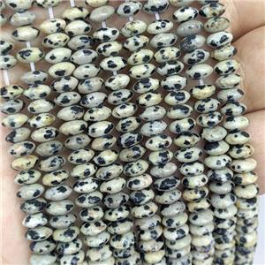 Natural Black Dalmatian Jasper Beads Smooth Rondelle, approx 3-6mm