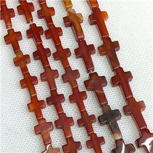 Natural Red Agate Cross Beads Dye, approx 10x14mm