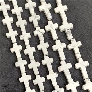 Natural White Howlite Turquoise Cross Beads, approx 10x14mm