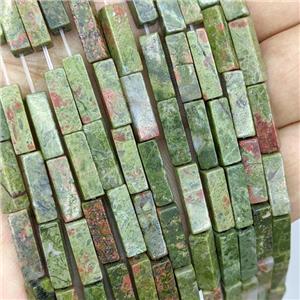 Natural Unakite Beads Cuboid, approx 4x4x13mm