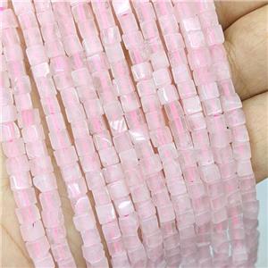 Natural Pink Rose Quartz Cube Beads, approx 4mm