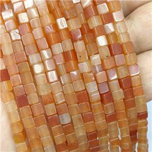 Natural Red Aventurine Cube Beads, approx 4mm