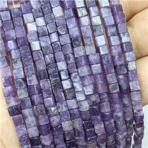 Lilac Jasper Cube Beads, approx 4mm