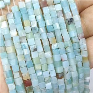 Natural Chinese Amazonite Cube Beads Blue, approx 4mm