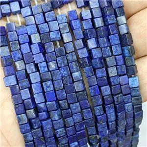 Natural Lapis Lazuli Cube Beads Blue Dye, approx 4mm