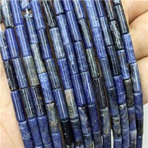 Natural Blue Sodalite Tube Beads, approx 4x13mm