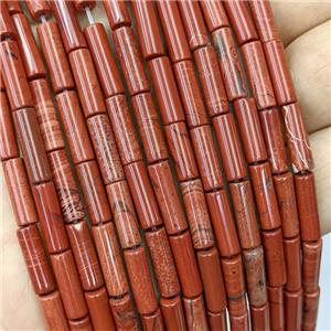 Natural Red Jasper Tube Beads, approx 4x13mm