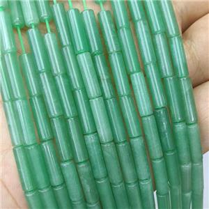 Natural Green Aventurine Tube Beads, approx 4x13mm