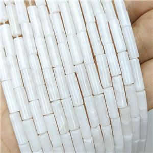 White Jade Tube Beads, approx 4x13mm