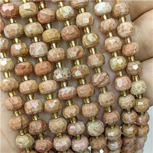 Natural Peach Jasper Beads Faceted Rondelle, approx 6-8mm