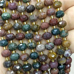 Natural Chook Bloodstone Beads Faceted Rondelle Multicolor, approx 6-8mm