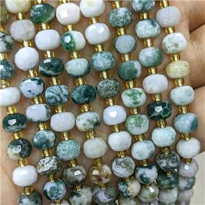 Natural Green Tree Agate Beads Faceted Rondelle, approx 6-8mm