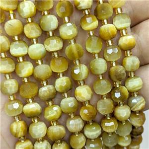 Natural Tiger Eye Stone Beads Faceted Rondelle Golden Dye, approx 6-8mm