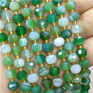 Natural Stripe Agate Beads Faceted Rondelle Green Dye, approx 6-8mm