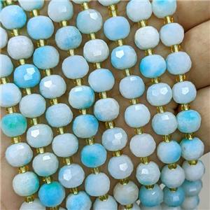 Natural Jade Beads Faceted Rondelle Blue Dye, approx 6-8mm