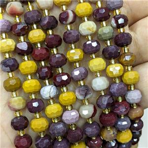 Natural Mookaite Beads Faceted Rondelle Multicolor, approx 6-8mm