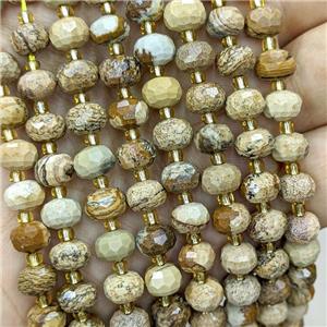 Natural Picture Jasper Beads Faceted Rondelle, approx 6-8mm