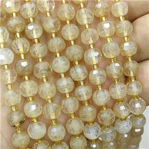 Natural Coffee Synthetic Quartz Beads Faceted Rondelle, approx 6-8mm