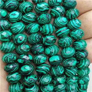 Green Synthetic Malachite Beads Faceted Rondelle, approx 8-12mm