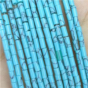 Synthetic Turquoise Tube Beads Blue, approx 2x4mm