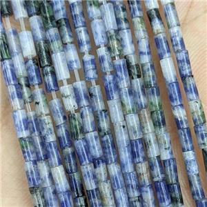 Natural Blue Dalmatian Jasper Tube Beads, approx 2x4mm