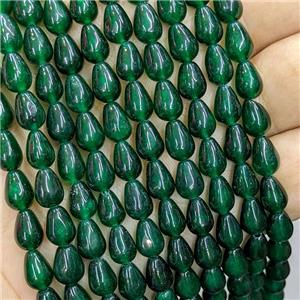 Green Jade Teardrop Beads Dye, approx 6-9mm