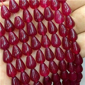 Red Jade Teardrop Beads Dye, approx 8-11mm