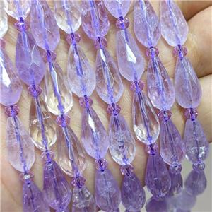 Natural Amethyst Beads Faceted Teardrop Lt.purple, approx 8-16mm