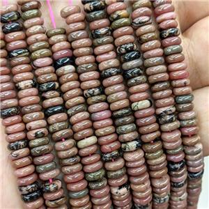 Natural Chinese Rhodonite Heishi Beads Pink, approx 6mm