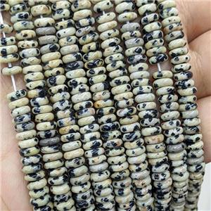 Natural Black Dalmatian Jasper Heishi Beads, approx 6mm