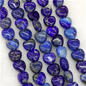 Natural Blue Lapis Lazuli Heart Beads, approx 10mm