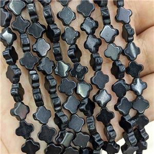 Black Obsidian Clover Beads, approx 8mm