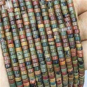 Natural Picasso Jasper Heishi Beads, approx 4mm