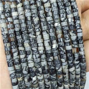 Natural Black Silk Jasper Heishi Beads, approx 4mm