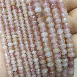 Natural Pink Strawberry Quartz Beads Faceted Rondelle, approx 4mm